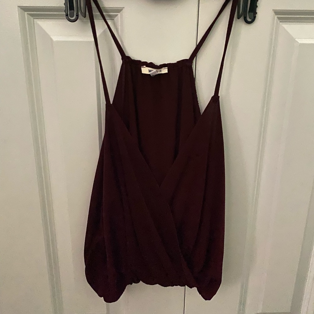 Brandy Melville Crossed Crop Blouse Maroon